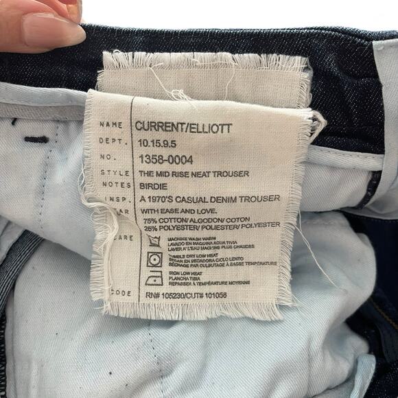 Current / Elliott 32 The Neat Trouser Jeans Dark Blue Denim Wide Leg 70s - Picture 3 of 10